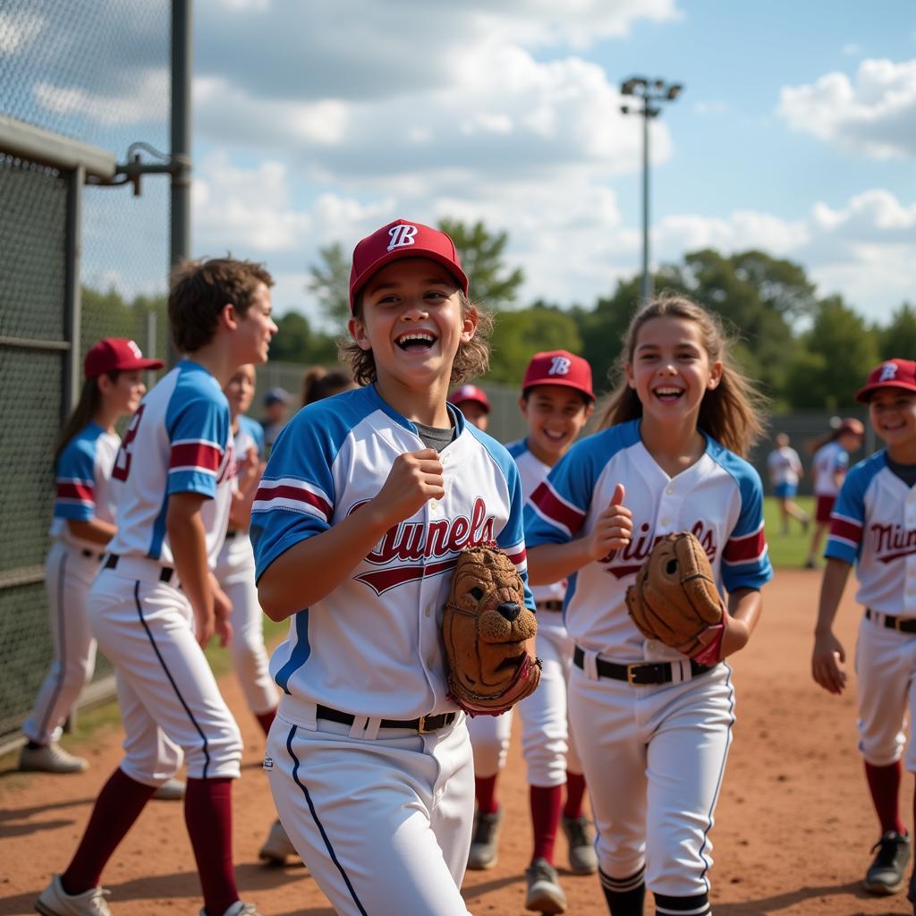 Youth Baseball Team Celebrating