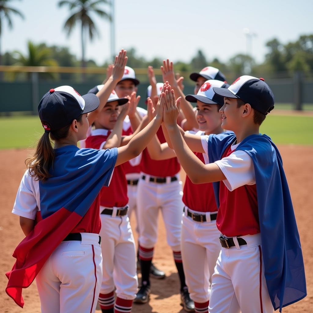 Youth Baseball Team Celebrating Victory