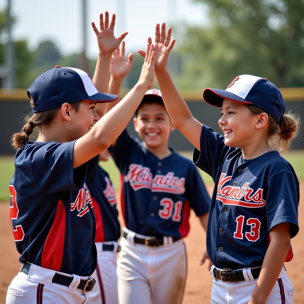 Youth Baseball Team Celebrating a Win