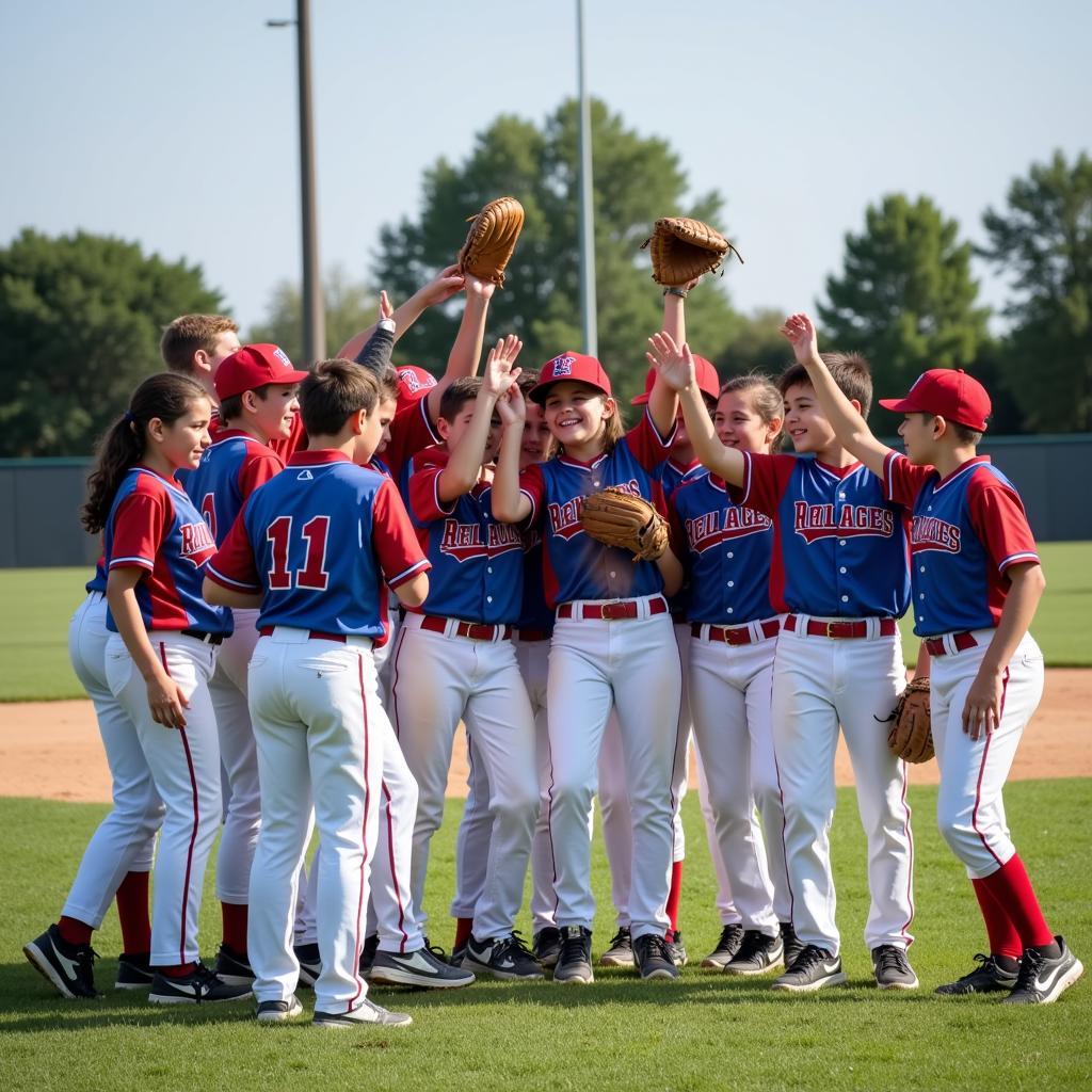 Youth Baseball Team Celebrating a Victory