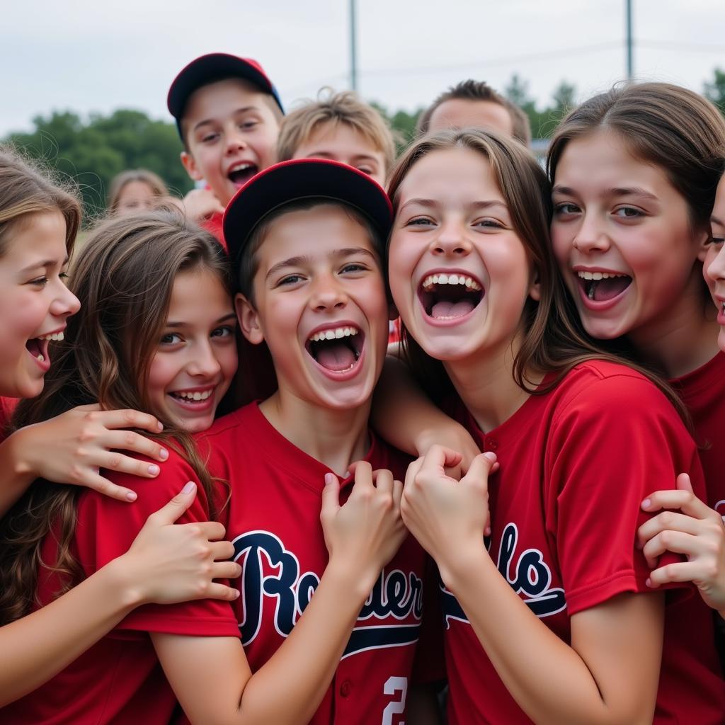 Youth Baseball Team Celebrates a Win