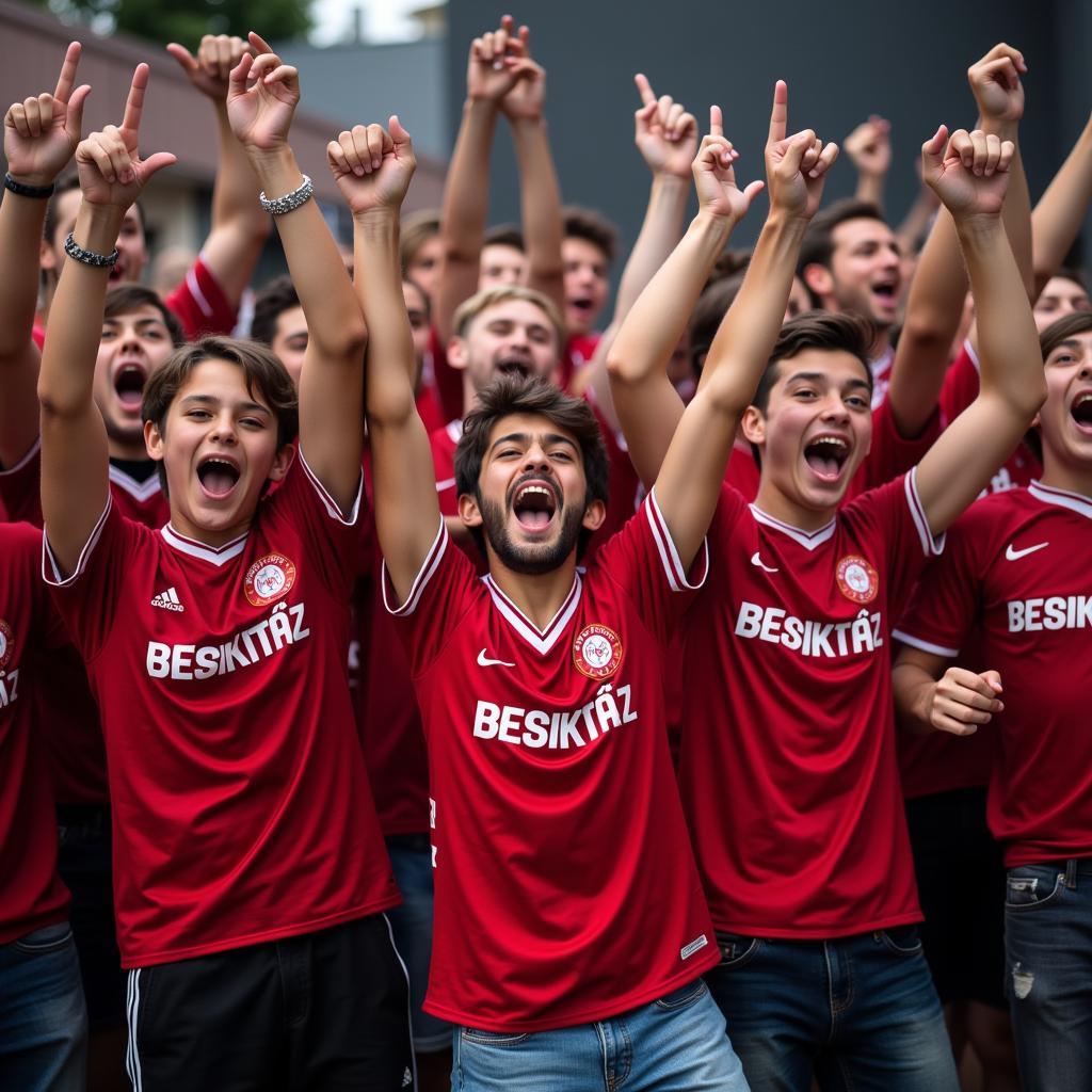 Youth Beşiktaş Fans Celebrating Victory