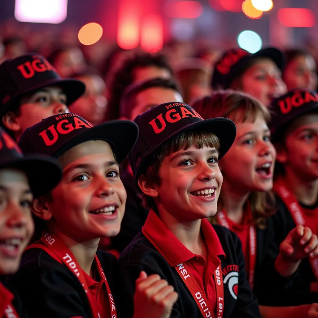 Young Besiktas fans proudly sporting the iconic UGA hat