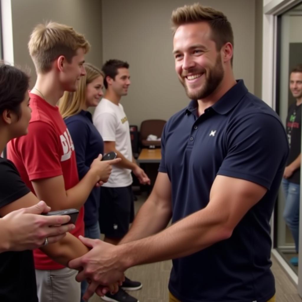 Zach Bryan connecting with fans during a meet-and-greet