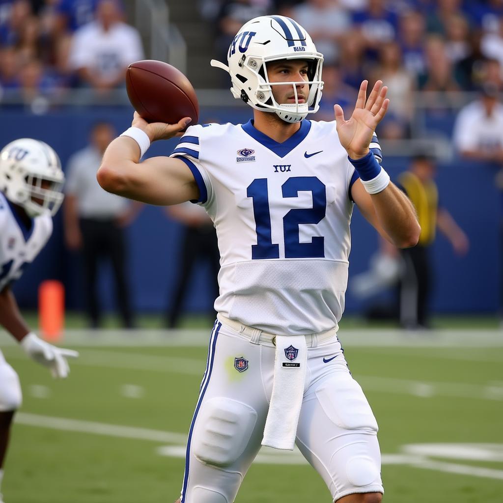 Zach Wilson Throwing a Pass During a Game