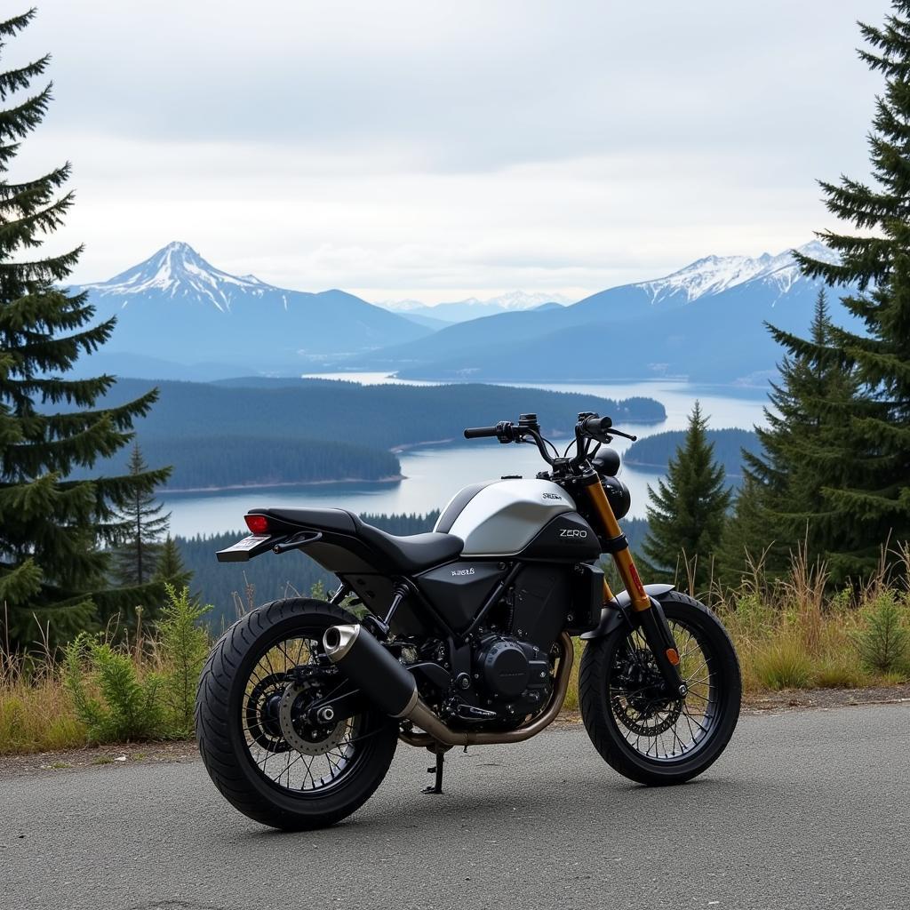 Zero Motorcycle on a Scenic Route near Seattle