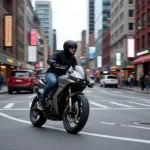 Zero Motorcycles Navigating Seattle Streets