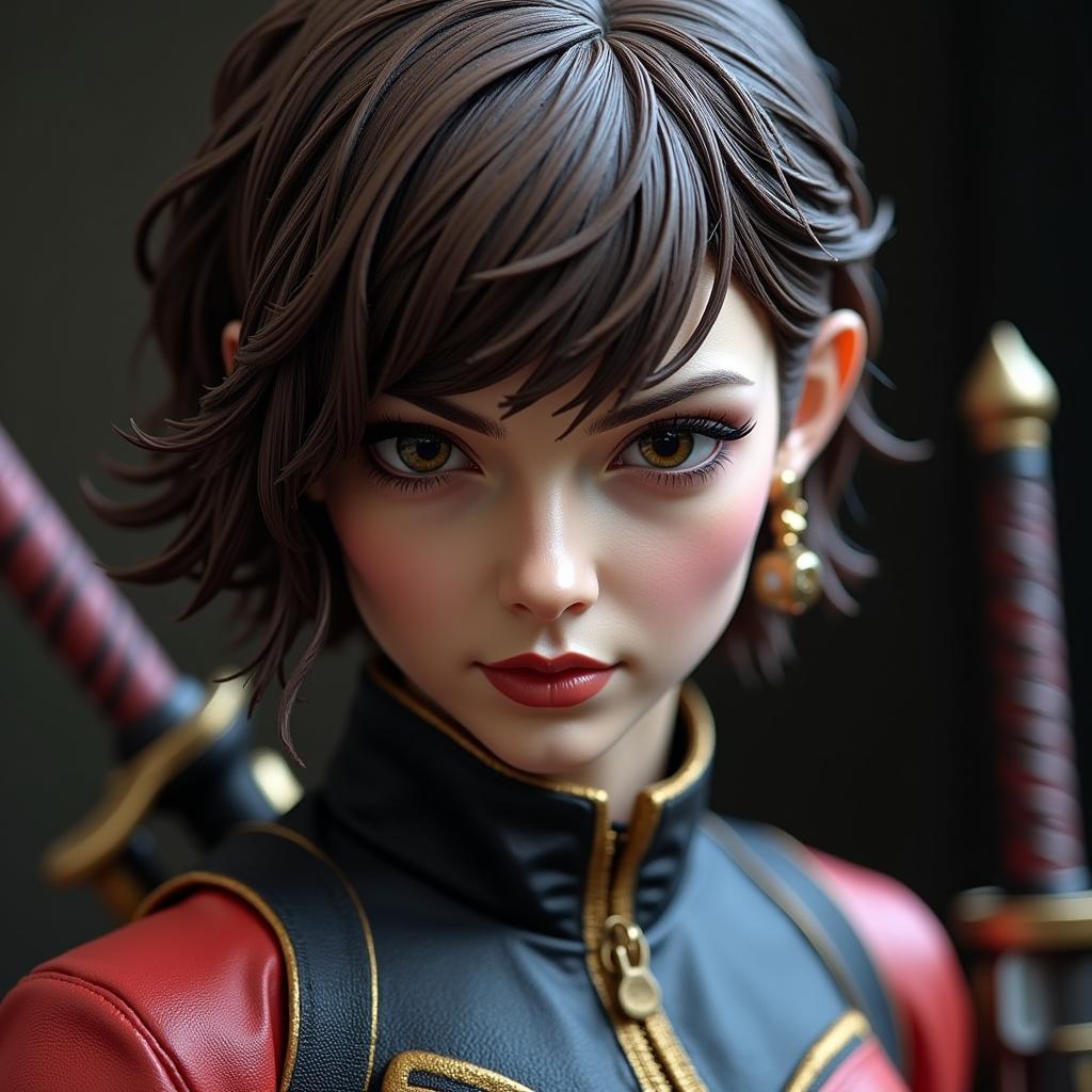 Close-Up Details of a 2B Life Size Statue