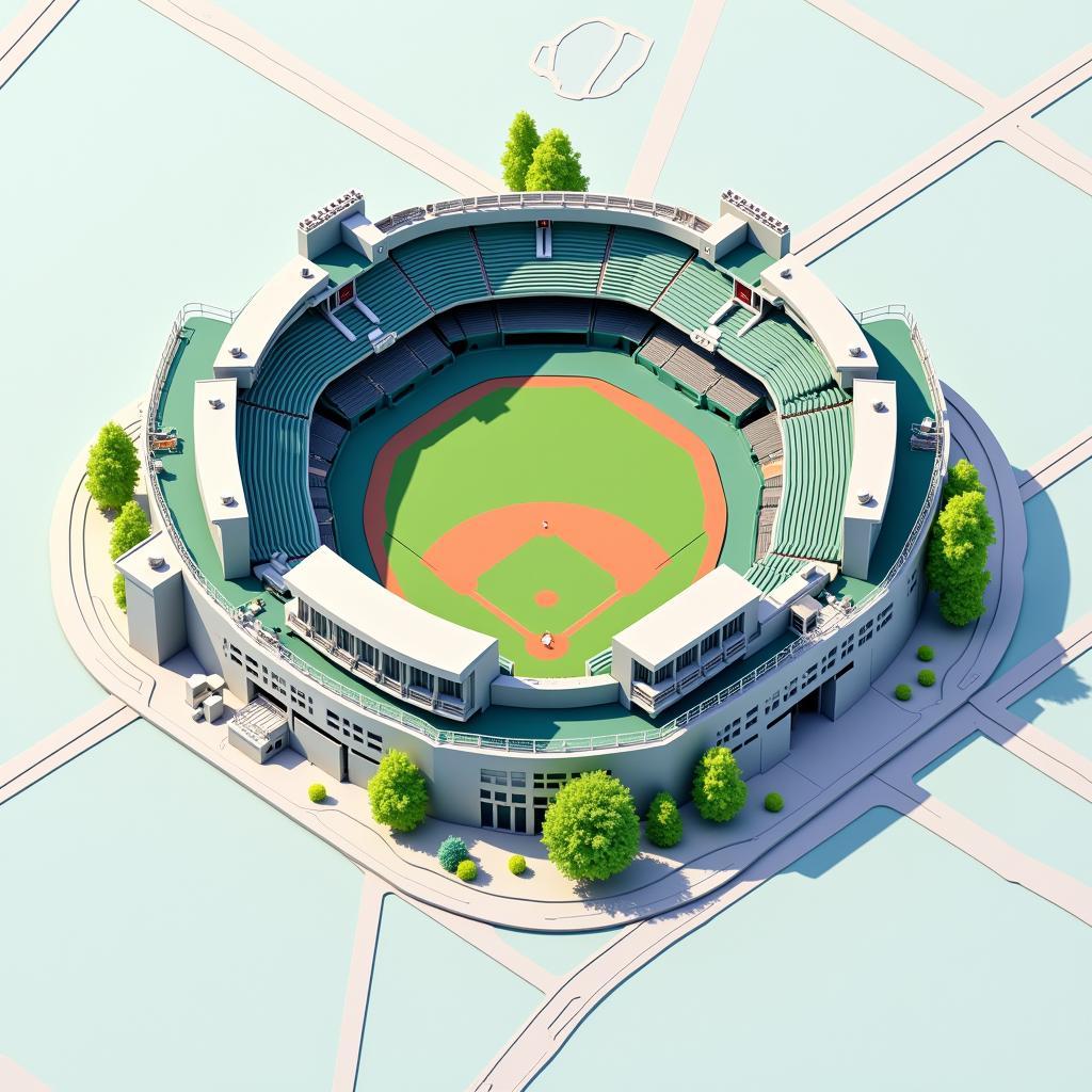 3D Model of an MLB Stadium on an Interactive Map