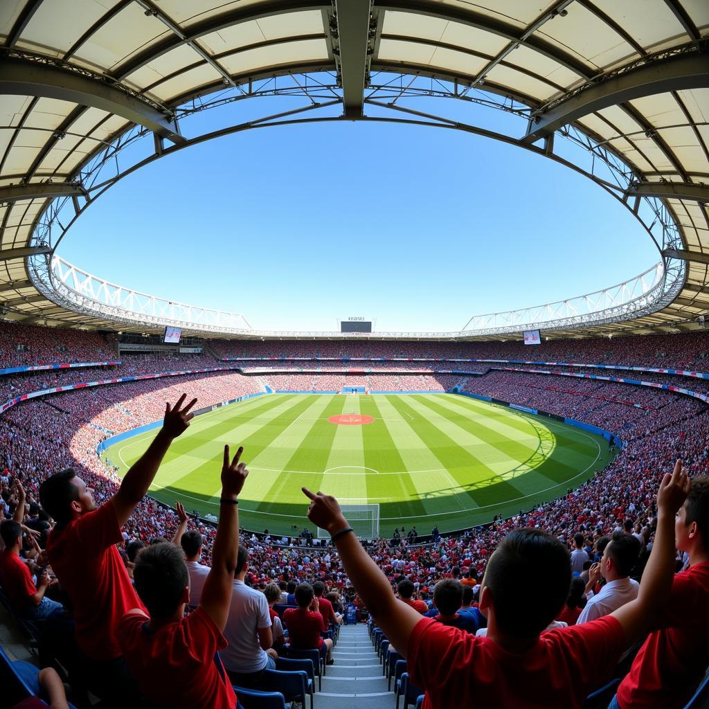 Crowds Cheering at the 5 Angels Soccer Tournament Stadium