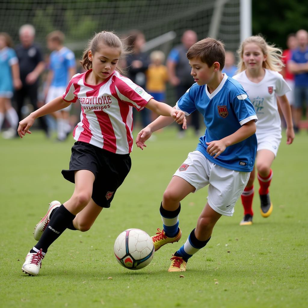 Young Players Competing in the 5 Angels Soccer Tournament