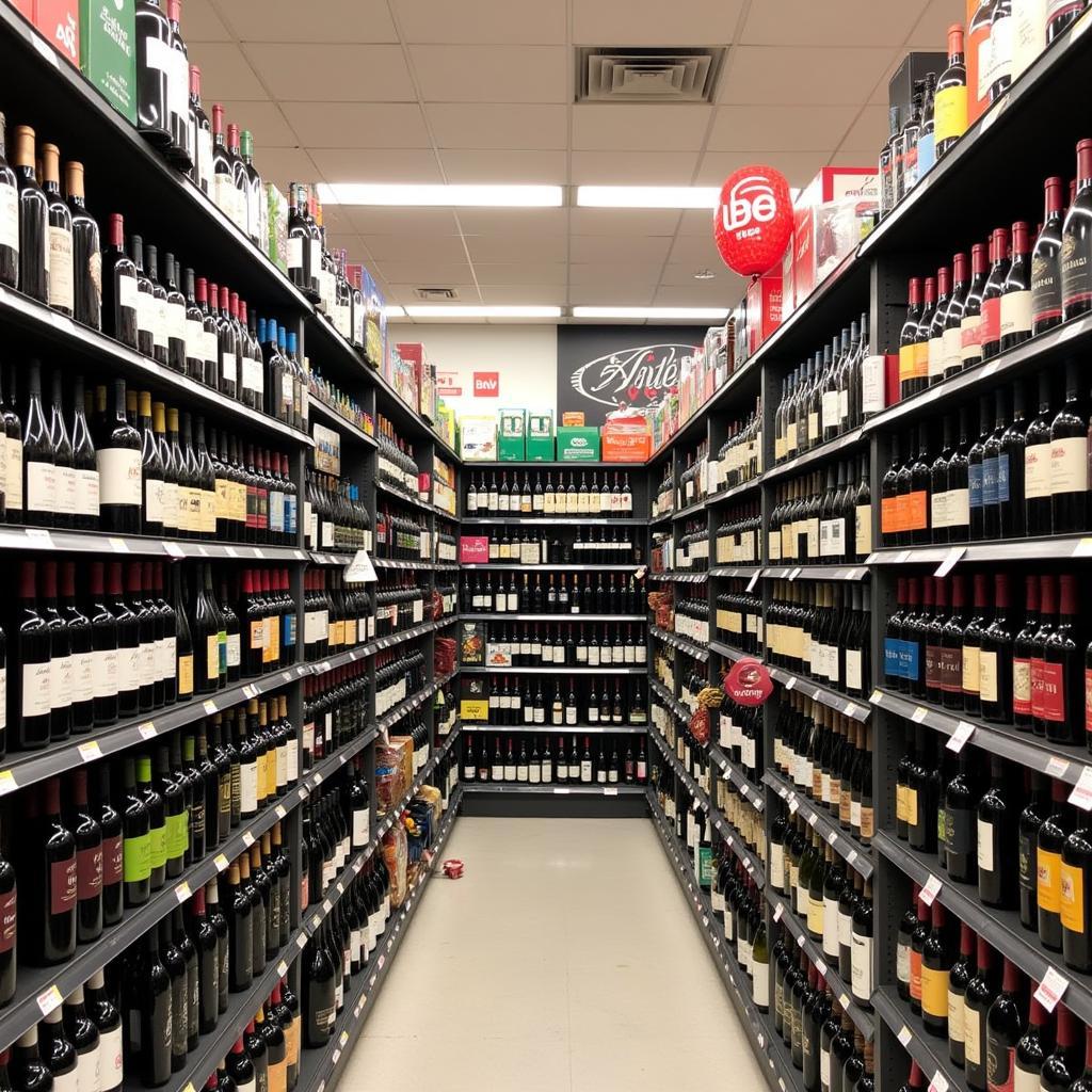 Interior of an ABC store in the Bronx with a wide selection of wines