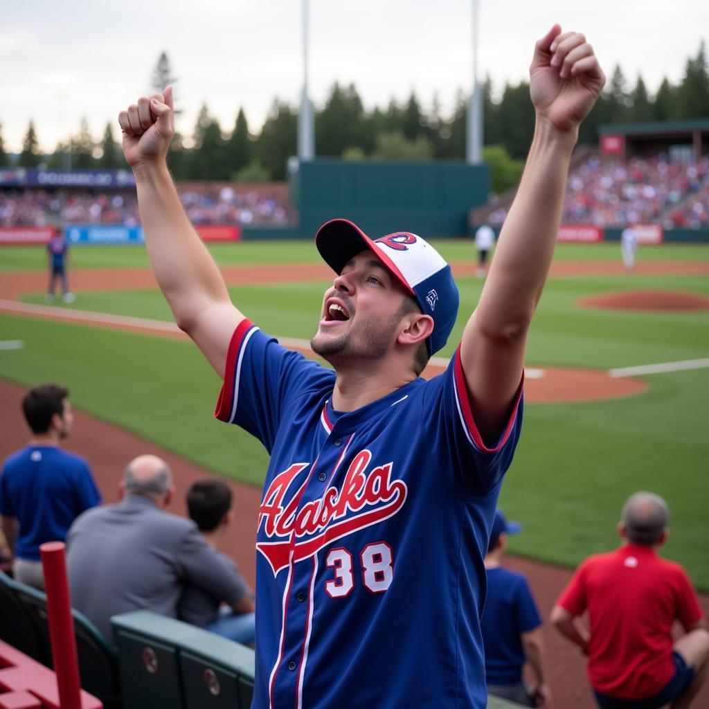 Alaska Baseball League Fan Wearing Merchandise