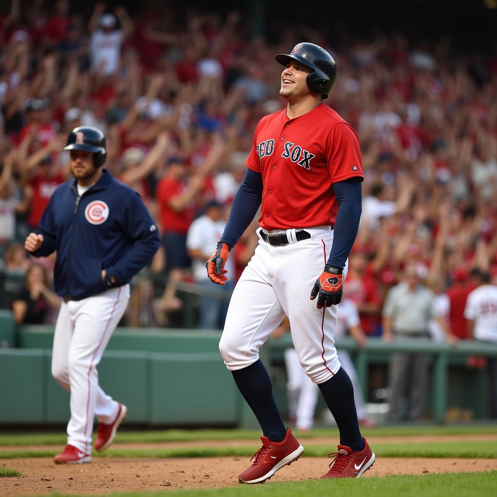 Alex Verdugo celebrating a game-winning hit