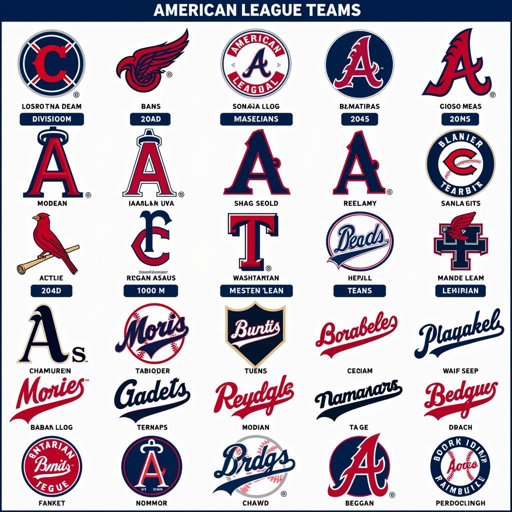 American League Baseball Teams Logos