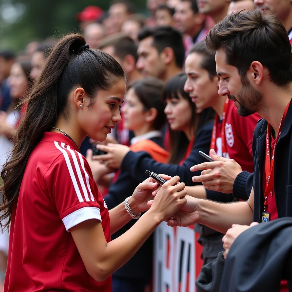 Angelica Rios interacting with Beşiktaş fans