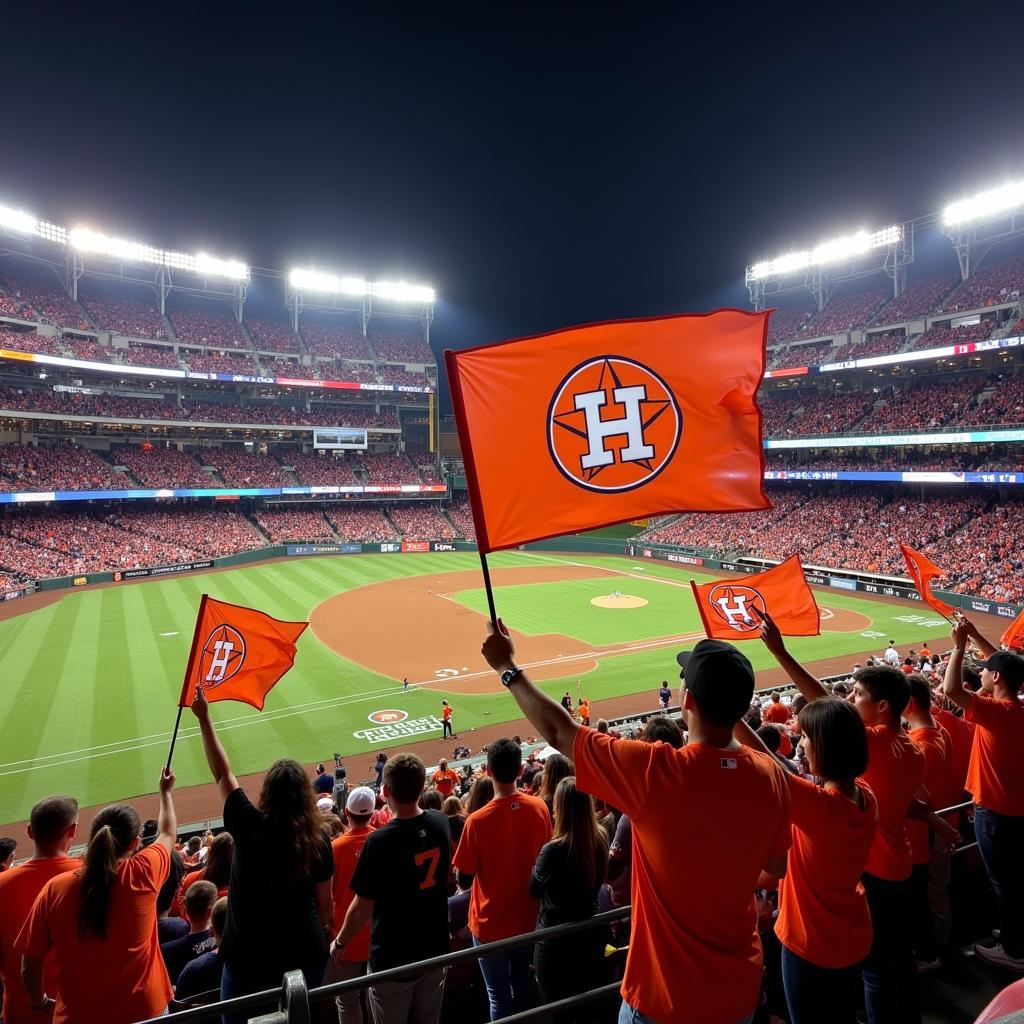 Astros Fans Waving Flags at Minute Maid Park Creating a Sea of Orange