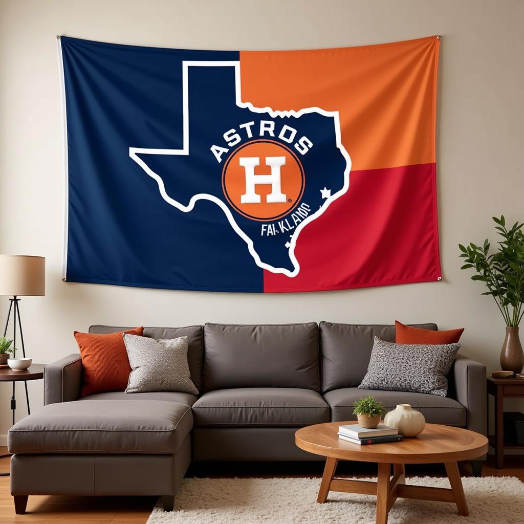 Astros Texas flag displayed in a home