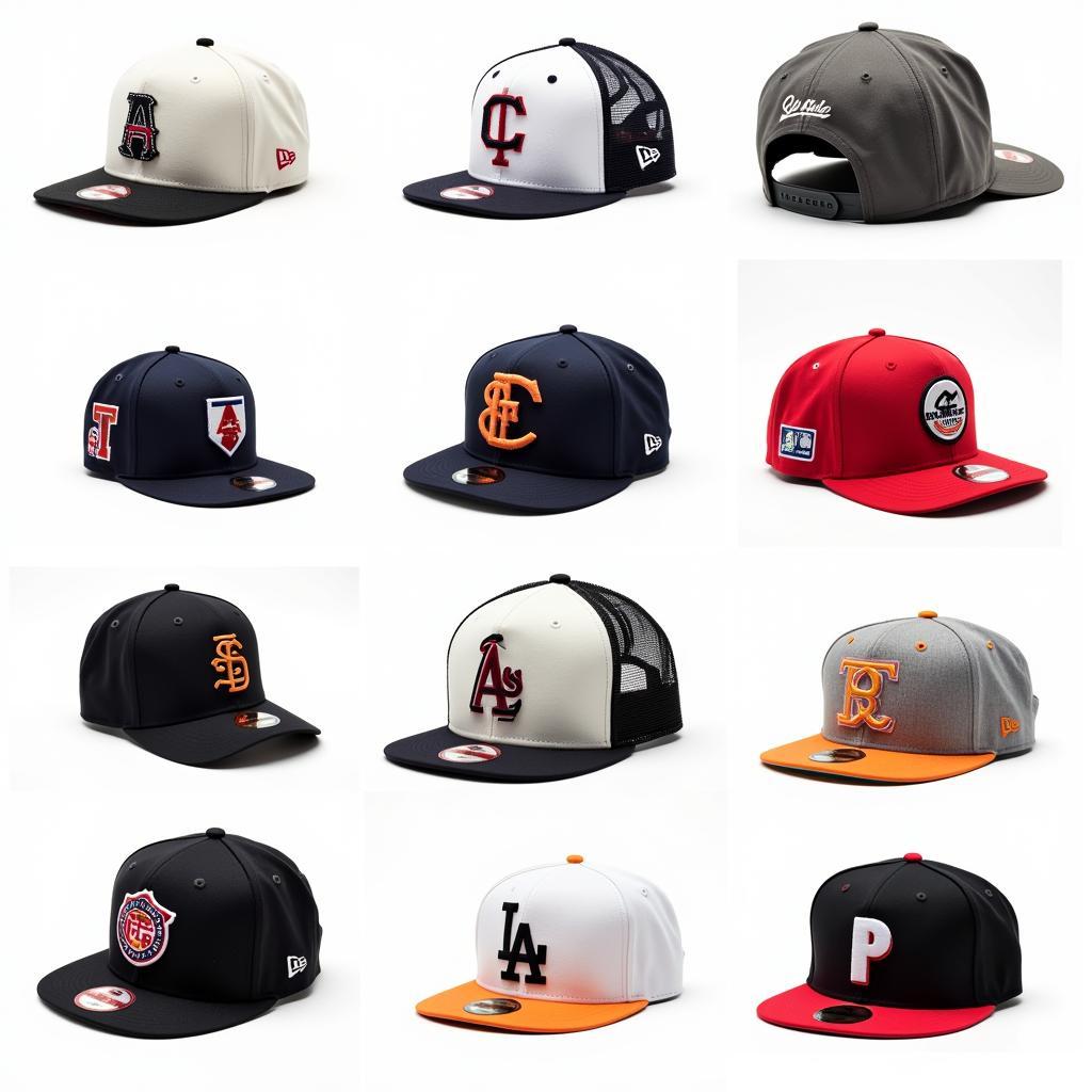 Various Styles of Athletic Baseball Caps