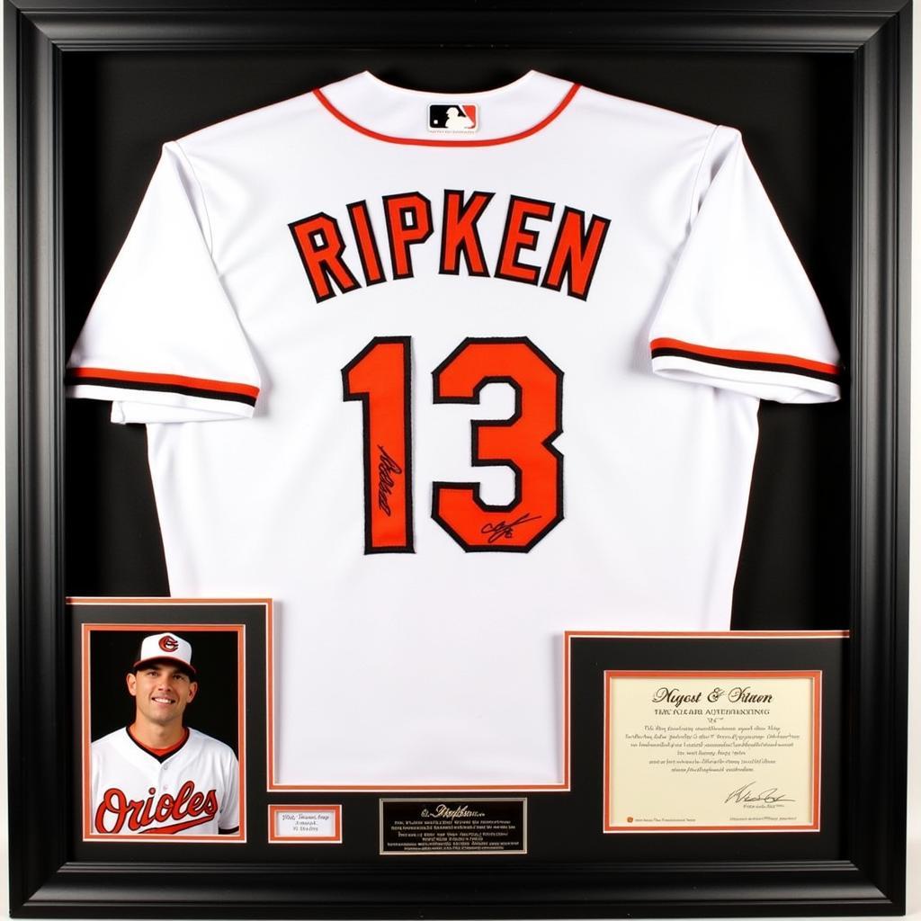 Authentic Cal Ripken Jr. signed jersey with certificate of authenticity.