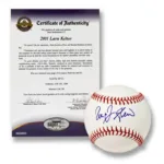 COA for an autographed baseball