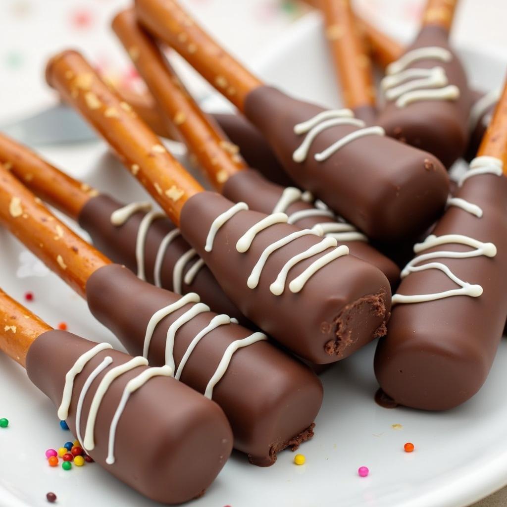 Chocolate-Dipped Baseball Bat Pretzel Rods