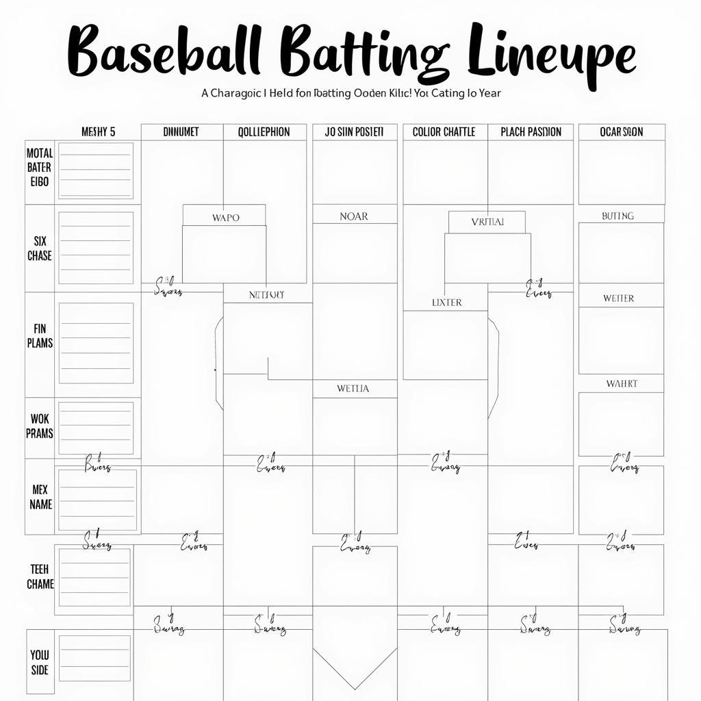 Example of a Baseball Batting Lineup Template