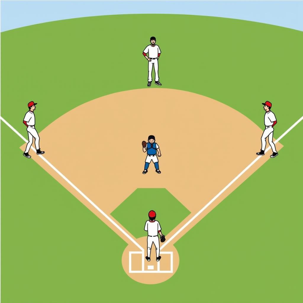 Baseball Diamond Outfield Positions and Battery