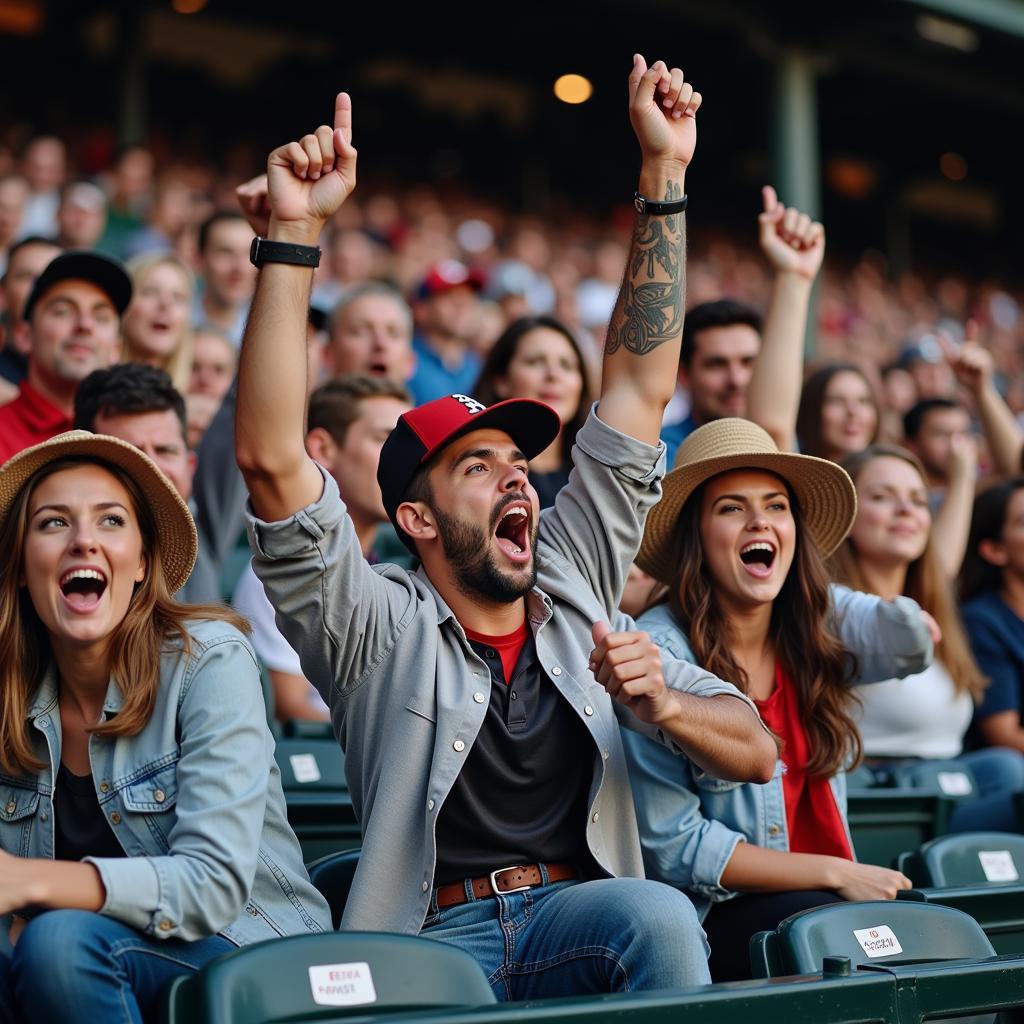 Baseball Fans Cheering in the Stands