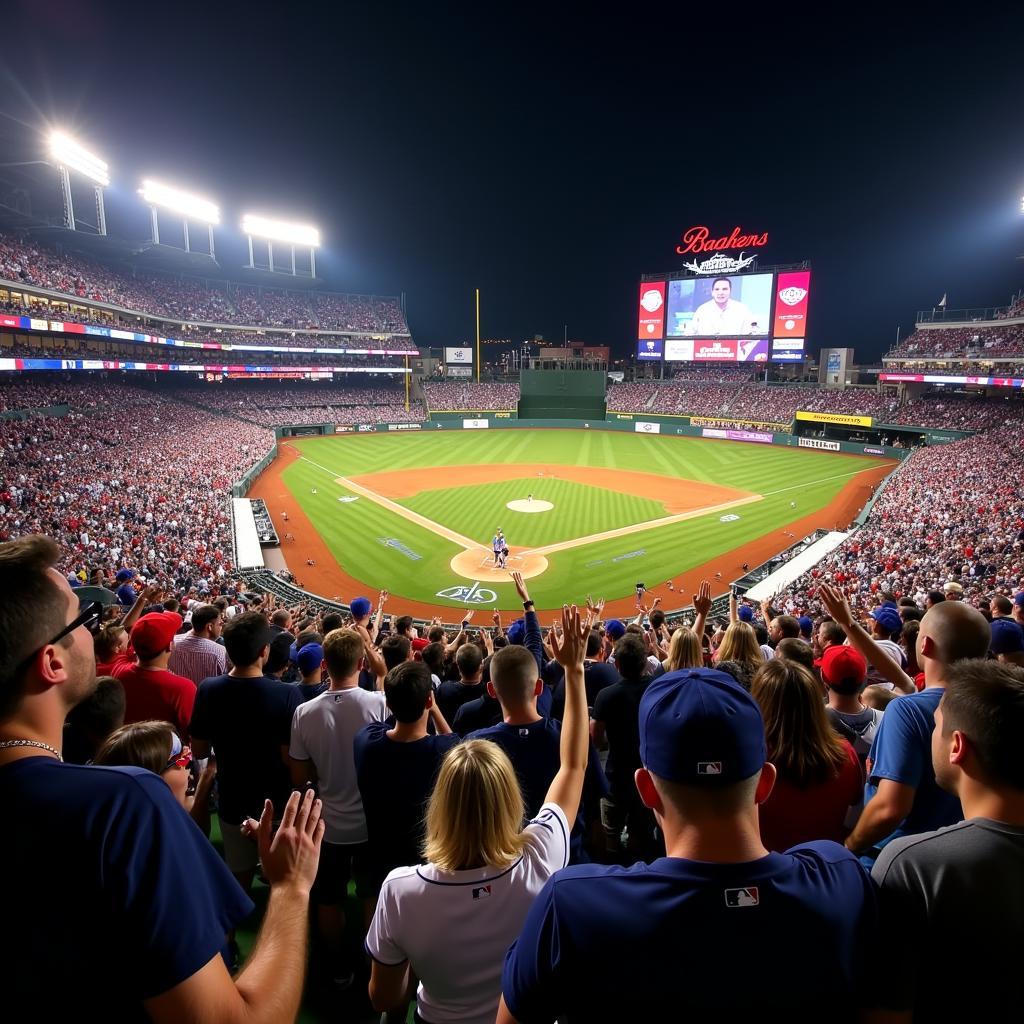 Fans Cheering a Walk-off Home Run in a Packed Stadium