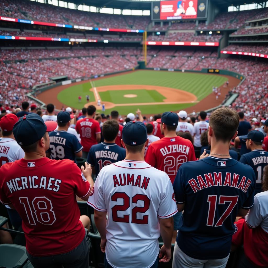 Baseball Fans Wearing Jerseys