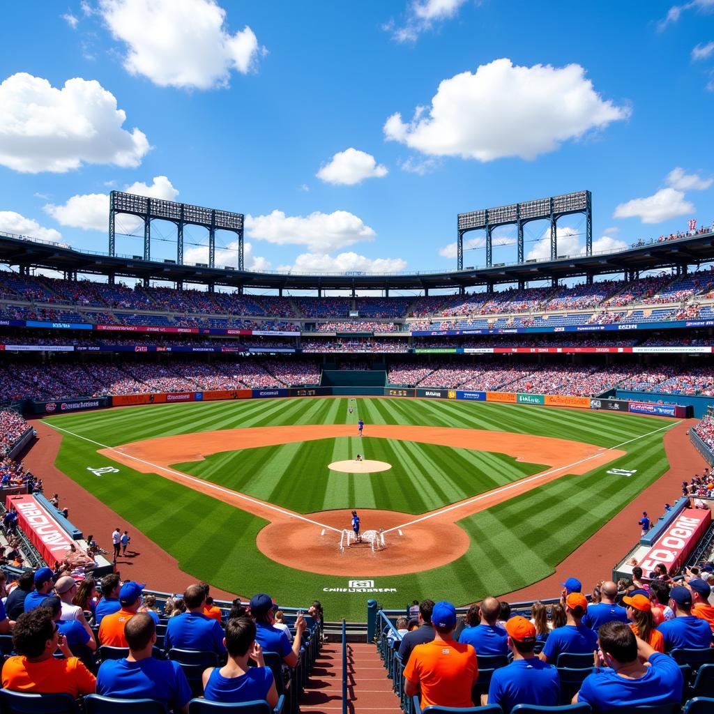 Baseball Field with Blue and Orange Decorations