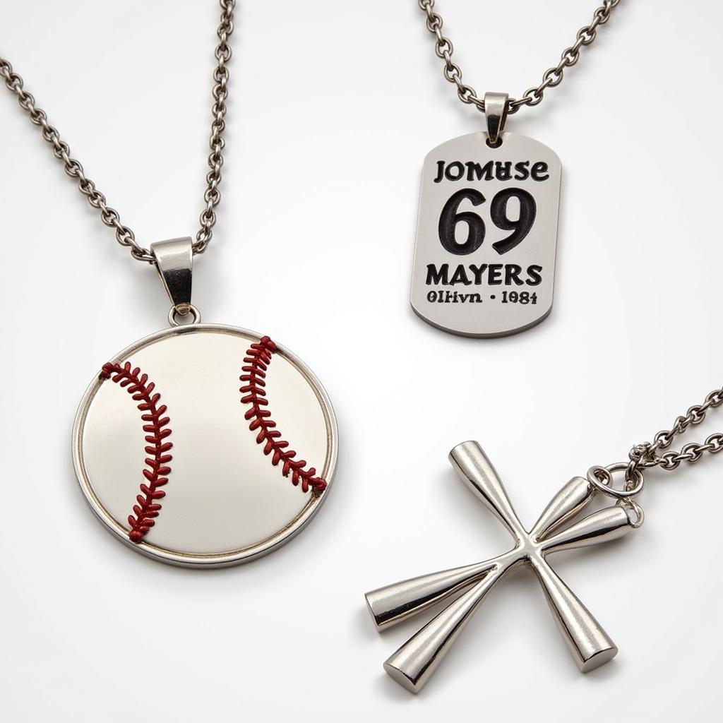 Different Youth Baseball Necklace Designs - Pendant, Dog Tag, and Cross with Baseball Accents