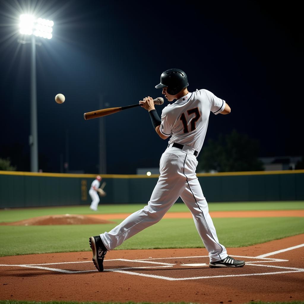 Baseball Player hitting a home run