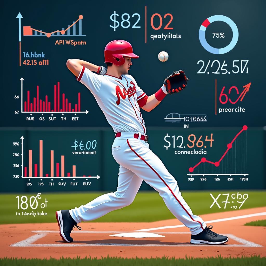 Baseball Player Hitting with Analytics Displayed