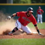 Baseball Player Sliding Home