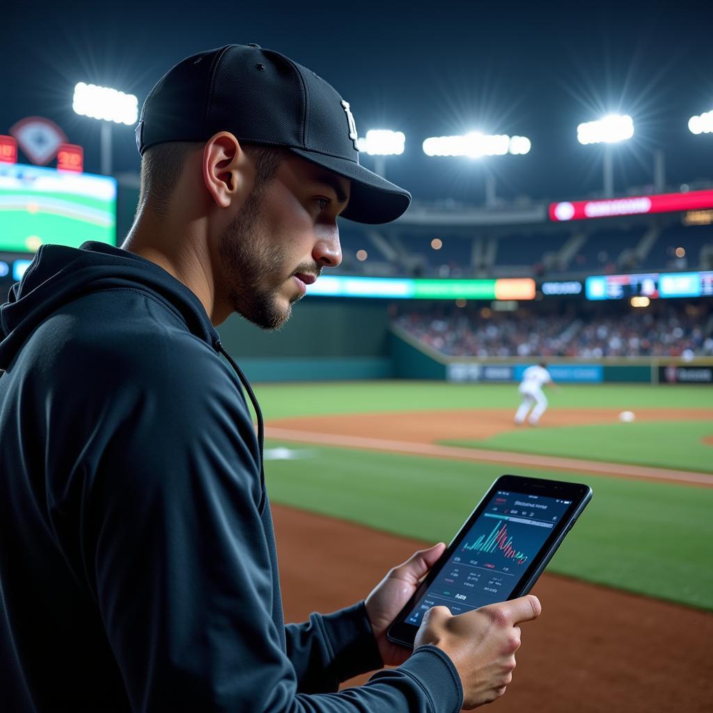 Baseball Player Using Technology for Training