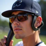 Baseball Player Wearing Sports Glasses