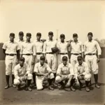 Early Baseball Players in White Uniforms