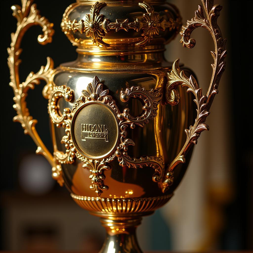 A close-up view of a Triple Crown trophy, highlighting its intricate details and symbolism