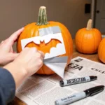 Transferring Bat Stencil to Pumpkin