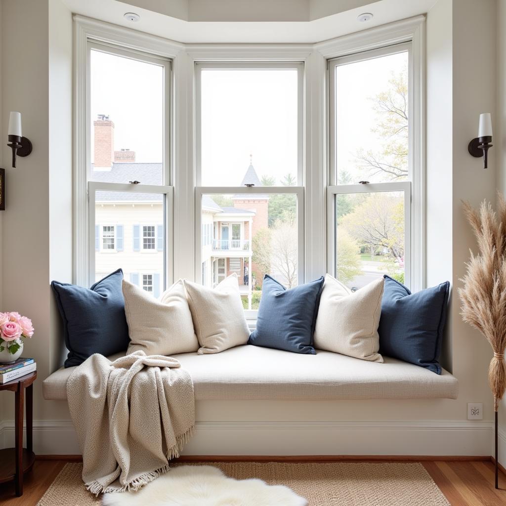 Bay Window Pillow Arrangement and Decor Ideas