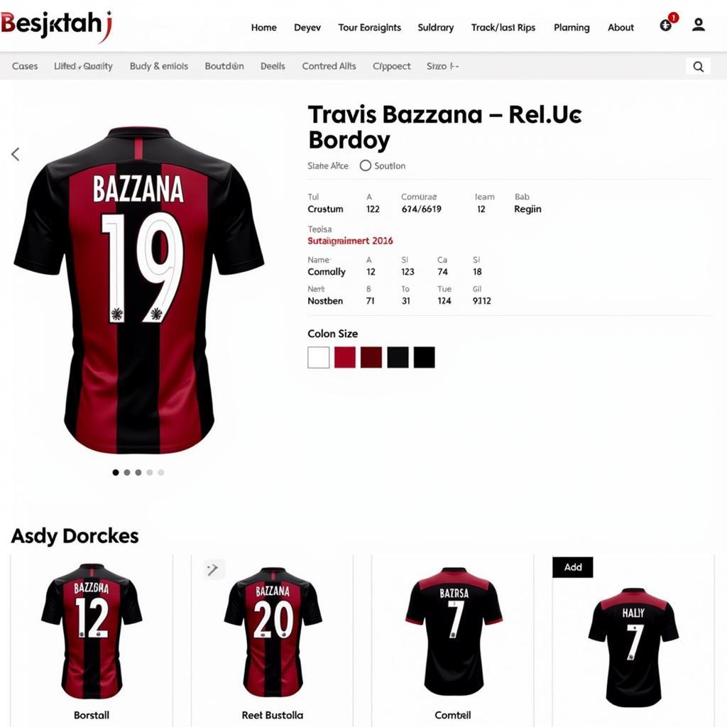 Screenshot of the official Beşiktaş online store showcasing the Travis Bazzana jersey available for purchase.