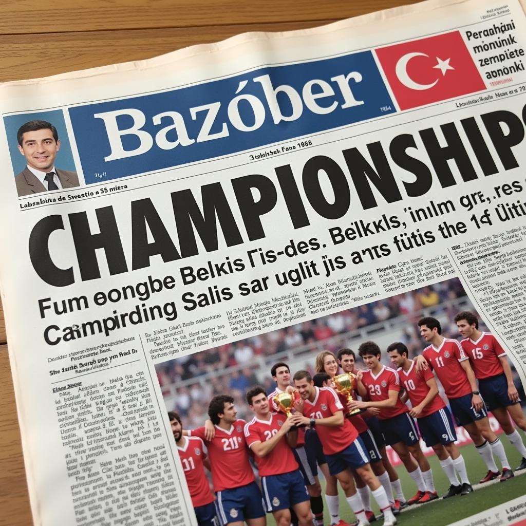 Newspaper headline announcing Besiktas' 1986 Championship