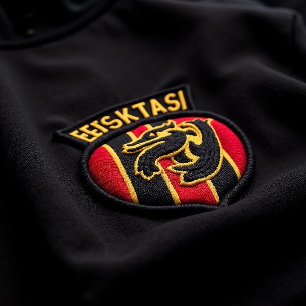 Close-up detail of the Beşiktaş emblem on an aloha sweatshirt