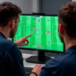 Besiktas coaching staff analyzing game footage using Astro 17 software