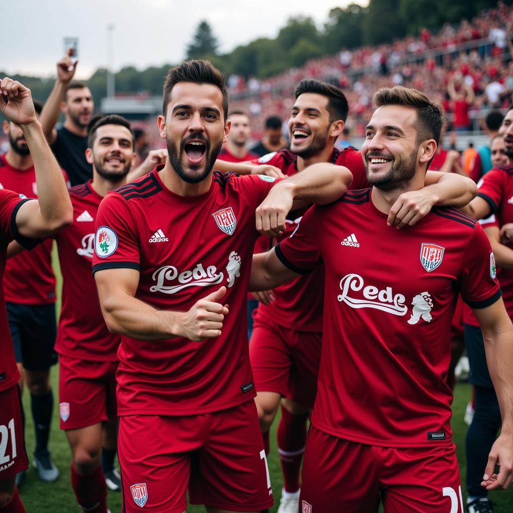 Besiktas players and fans celebrating during casti camp