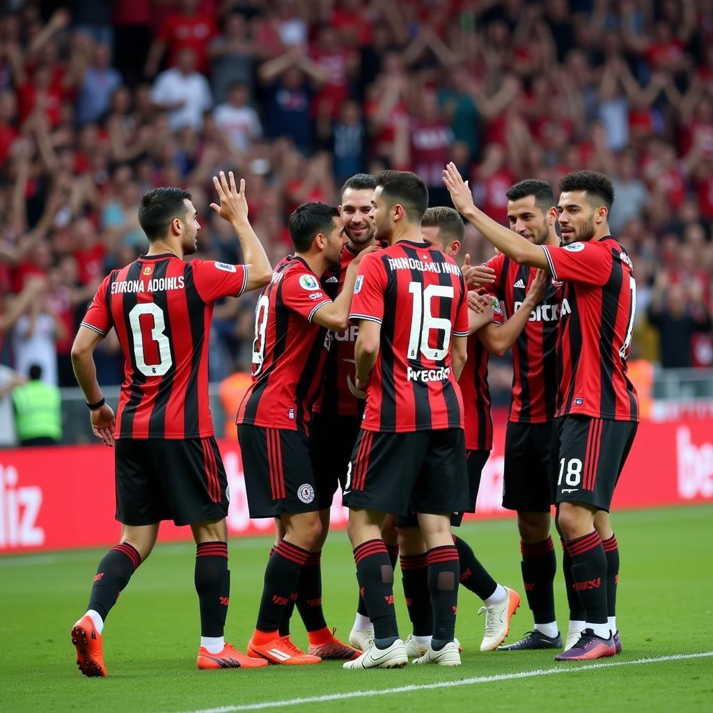 Beşiktaş Players Celebrating a Victory at Vodafone Park