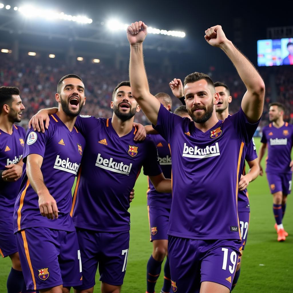 Beşiktaş Players Celebrating a Victory in Field Purple Jerseys