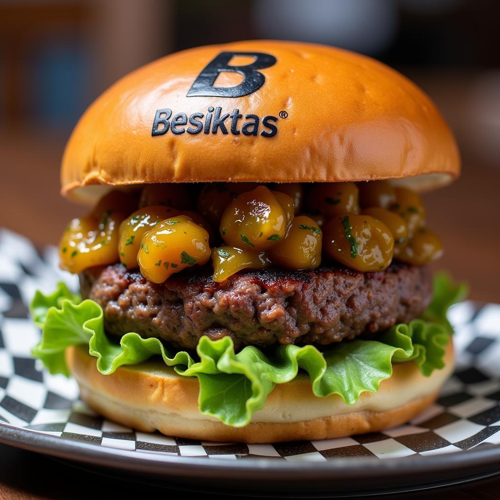 Besiktas themed burger with charger pepper